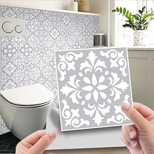 Cachpib 24 Stück Light Grey Cement Fliesenaufkleber Wandfliesen Aufkleber Küchenrückwand Selbstklebende Fliesen Küche Bad Dekoration Fliesenfolie Fliesenabziehbilder