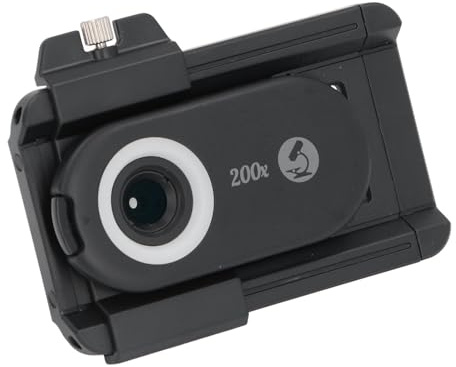 VBESTLIFE Telefon-Taschenmikroskop mit LED-Beleuchtung und Universalclip, Tragbare Digitale Mikroskop-Kameraaufsätze für Smartphones, CPL-Polarisationsfilter (200X)