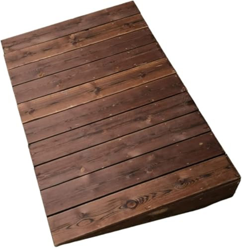 Schwellenrampe aus Holz, Rollstuhlrampe für Zuhause, drinnen und draußen, rutschfeste Türschwellenrampen für Gehhilfen/Fahrrad/Roller/Motorrad (60 x 70 x 18 cm)