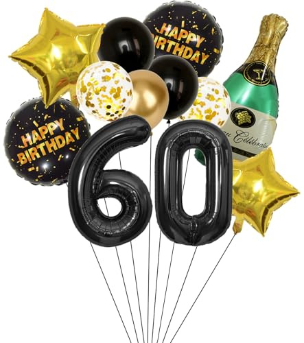Anlgdi Folienballon Champagne Deko, Luftballon 60. Geburtstag Deko Frau, Geburtstagsdeko 60 Jahre Frauen, Helium Ballon Champagner Flasche Bier Happy Birthday Deko für 60. Geburtstag Party Deko