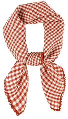 DAMILY Bandana Damen Baumwolle Petit Halstuch Sommer rotkariertes Baumwolltuch Quadratische Schal Square Bandanas Rotes Karomuster Haarschal Kopftuch（Rot Karo