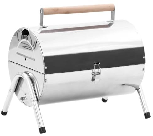 Furniture Select, barbecue portatile da tavolo, a carbonella, in acciaio inox, a doppia griglia