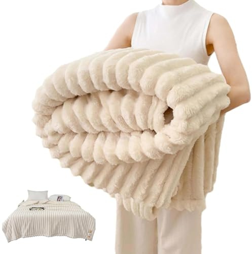 Manta de Franela para Cama y Sobrecama Mantas para Cama Cobijas de Invierno Manta Gruesa y Suave Tacto Ultra Suave, Cálida y Mullida Manta Polar para Sofá(White,70 * 100cm/27.5 * 39.3in)