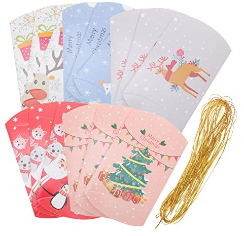 KOMBIUDA 20stücke Weihnachtskissenboxen Für Süßigkeiten Dekorative Geschenkverpackungen Für Partys Mit Weihnachtlichen Motiven Schneemann Weihnachtsbaum Rentier Für Kekse Und Kleine