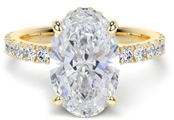 YDD 9ct/14ct/18ct Solid Gold Moissanite Engagement Rings for Women, 1-3CT Center Round/Oval/Pear/Radiant Cut Bridal Set Silver Wedding Anniversary Promise Band for Her Wife Girlfriend