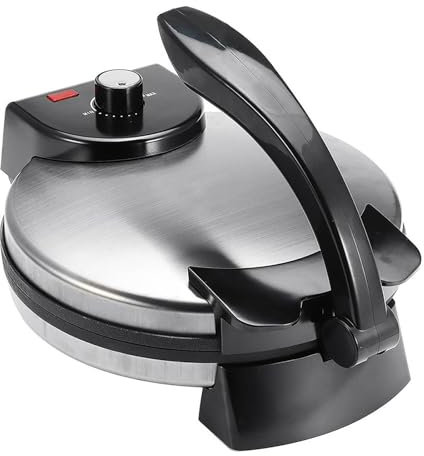 Machine à Roti Électrique, Appareil à Tortilla Automatique 12 Pouces, avec Voyants, Température Réglable, Chauffage Double Face, Machine à Tortilla pour Quesadilla, Cuisine