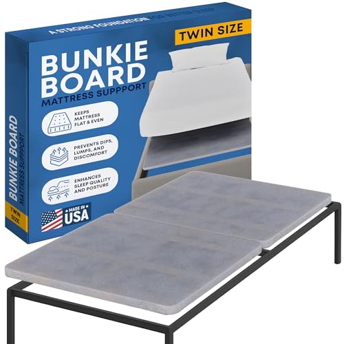 Greaton, Premium 38mm Split Wood Bunkie Board Twin Size Bed - 2-Piece Under Mattress Support Board, Fully Assembled, Fabric Ventilation Cover - Replaces Wooden Slats or Box Spring for Bed Frames