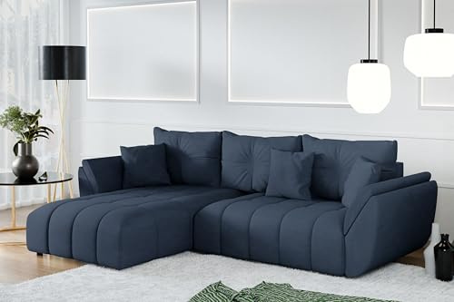 AXLIVING Eckcouch blau Verciani Schlaffunktion Bettkasten 266cm