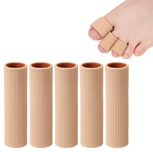 Cuttable Toe Tubes Sleeves 5 Pack, Made of Elastic Fabric Lined with Silicone Gel for Blister Prevention, Little and Big Toe Protectors for Women and Men, Reusable and Washable,Pads