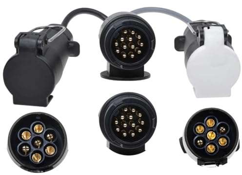 FiTspi Adaptador eléctrico de remolque, adaptadores de 13 pines a 12N+12S de 7 pines, cable de extensión de remolque, convertidor de camión, enchufe de enchufe de remolque de caravana