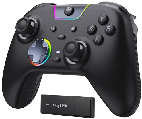 EasySMX X05Pro Wireless PC Controller – Quiet-Press Buttons, 2-Stage Impulse Triggers, 2 Programmable Buttons, Hall Joysticks, 1000mAh Battery, 1000Hz Polling Gaming Controller for PC/Switch/Android/iOS