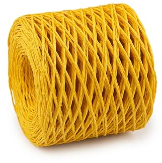 cyclingcolors 1x Fibra Rafia Cuerda de Papel 1,5 mm 200 m Decoración Artesanía Bricolaje hogar Plantas Crochet Joyas Cordel Bolso, Mostaza
