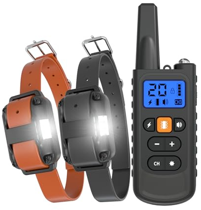 Meloive Collier de Dressage pour Deux Chiens Rechargeable,Portée de 3000m | 4 Modes Vibration,Son,Choc Statique et Lumière,IPX67 Résistant à L’Eau,Adapté Aux Chiens de Petites et Moyennes Tailles