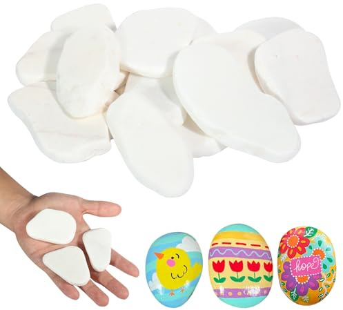 Solinorex 15 Piedras para Pintura 5-8 cm – Piedras Decorativas Naturales Lisas y Planas, Galets Blancos para Decoración de Jardín, Acuarios, Macetas, Proyectos de DIY