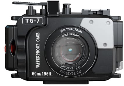 YaelHelens TG-7 Étui de Protection pour Appareil Photo Sous-Marin, Étanche à 60m/195pi, Matériau PC avec Joint Torique, Compatible avec Olympus OM System Tough TG-7 (Noir)
