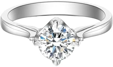 Wycian Fingerring Vintage Ring mit Stein Vintage 18 Karat Weißgold mit 1 Karat Rundem, Im Labor Hergestelltem Diamanten Größe 53 (16.9) Massiv, Nicht Plattiert Aktualisierung 3.0 für Männer Jubiläum