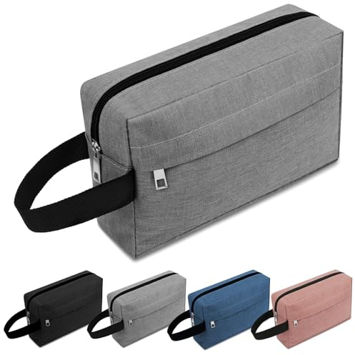 ALIIP Travel Toiletry Wash Bag,Portable Travel Grooming Pouch,Grey | obust fabric, practical storage layout,Portable carry pouch suitable for cosmetics and grooming supplies while travelling