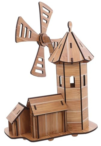 MUELODSIC 3D Windmühlen Bausatz Selbstgemacht aus Bambus Holz Stem Experimentierkasten für Kreatives Lernspielzeug und Dekoratives Modell