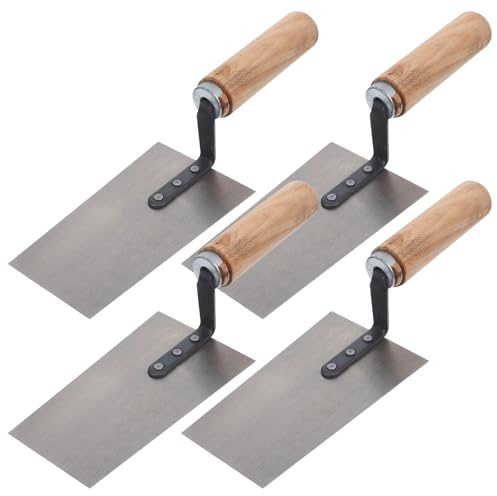 Homoyoyo Lot de 4 Truelles à Mastic en Acier Inoxydable Tailles Moyenne et Grosse Spatules de Maçonnerie Résistantes à la Rouille pour Plâtrage Lissage et Pose de Briques Outils