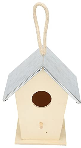 KIMISS Nichoir à Oiseaux en Bois – Cage de Nidification Suspendue pour Décoration de Jardin Extérieur | CT et Résistant à la Pourriture | Design Rustique pour Les Merles Bleus et Autres Oiseaux