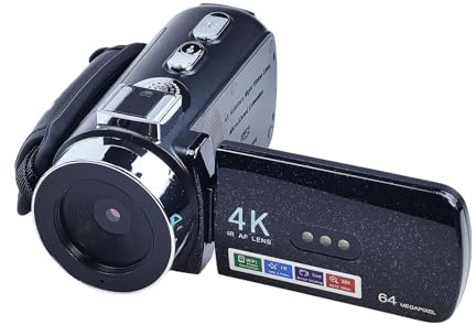 Videokamera 4K 30FPS 64MP Camcorder, WiFi Videokamera 28X Digitalzoom IR Nachtsicht Vlogging Webcam Kamera, 270° Drehung Ausgestattet 3,0 Zoll IPS Screen Vlogging Camera für YouTube 2 Batterien