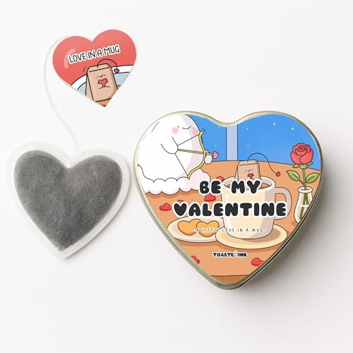 Be My Valentine Heart-Shaped Tea Bags – Handmade Loose-Leaf Tea Gift Tin (Set of 5) (Lemon & Ginger Tea)