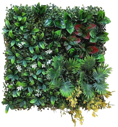 12 pezzi piante artificiali da parete per prato, 50 x 50 cm, per piante artificiali protette dai raggi UV, pannelli di bosso artificiali anti-sbiadimento, pannelli da parete per giardino all'aperto