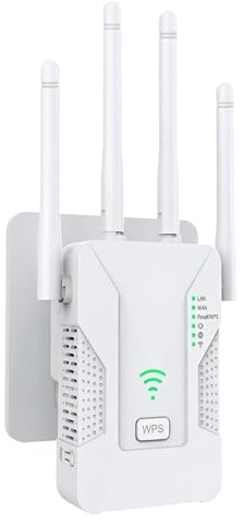 2026 WiFi Extender Booster, 4 Powerful Antennas Covers 5500 Sq.Ft and 50 Devices, Internet Booster - with Dual Ethernet Ports, Quick Setup, Home Wireless Signal Booster, UK Plug (White)