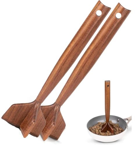 Schiacciapatate in legno, resistente, per carne macinata, antigraffio, resistente al calore, per manzo, tacchino, salsiccia e patate