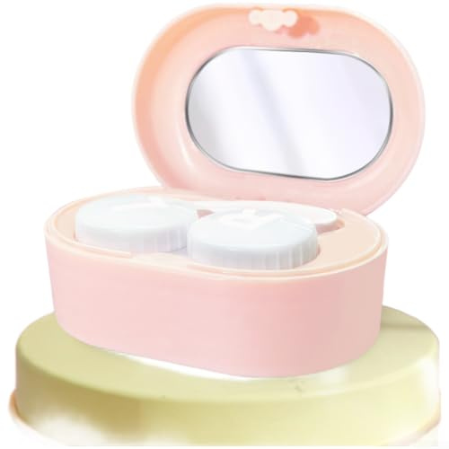 Contact Lens Cleaning Device - High for Frequency Vibrating Case for Glasses and Colour Lenses - Automatic Eye Lens Washer for Travel - White Pink Green 9.2cm(Pink)