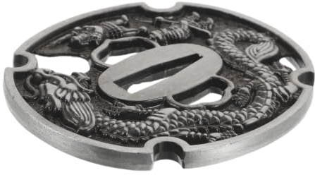 Toyvian Japanese Tsuba Replacement Guard Traditional Design with Engraved Dragon, Metal Shinai Guard Featuring Improved Balance and Stable Installation Suitable for Martial Arts