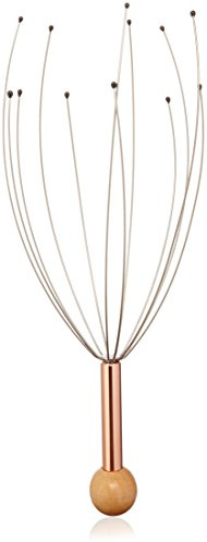 Deluxe Comfort Portable Hand Held Scalp Head Massager - Alleviate Stress - Promotes Deep Relaxation - Light Weight Portable - Scalp Massager, Wood Handle, (HEAD-TRIP-101)