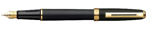 Sheaffer Prelude Fountain Pen in Black Matte with 22ct Gold Plate Trim with Fine Nib