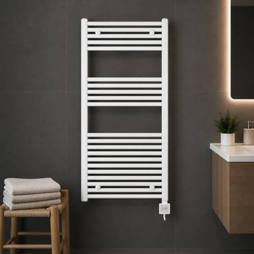anapont elektrischer Badheizkörper 1175h x 500b, weiß | Zeitschaltuhr, Timer-Funktion, gerade, Made in Germany