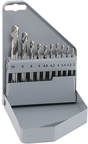 ALPEN Spiralbohrer HSS PZ-Cobalt 10-teilig (ø 3-10 mm, Bohrer extra kurz, mit Metallkassette, selbstzentrierend durch Spezialanschliff, kobaltlegiert, für zähe / harte Werkstoffe) 100910100