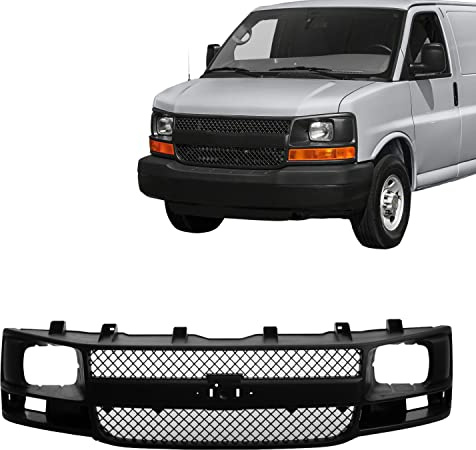 Front Express Grille Grill - Gray Compatible With 2003-2014 Express 1500 & 2003-2021 2500 3500 &2009-2021 Express 4500 GM1200538