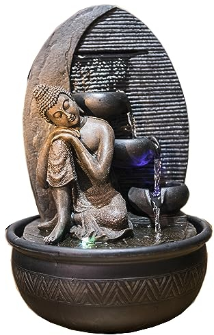Zen'Light - Fontana Buddha Grace, in resina/bronzo, 26 x 26 x 40 cm