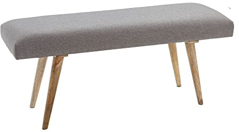 FineBuy Banco SILAM Tela/Banco de Madera Maciza Gris 117x51x38 cm en Estilo Retro | 2 pasillos de Banco tapizados Banqueta tapizada de Tela Comedor marrón | Banco de Cama pequeña de algodón