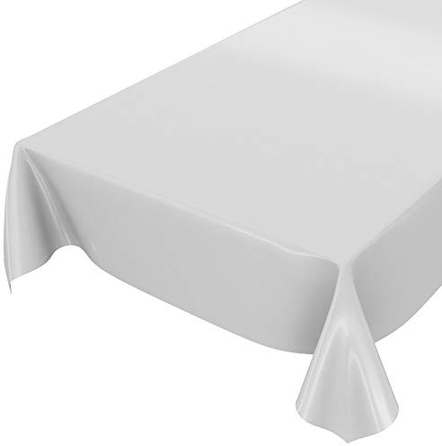 Wachstuchtischdecke Wachstuch abwaschbare Tischdecke Uni Glanz Einfarbig Hellgrau Schnittkante 160 x 140cm