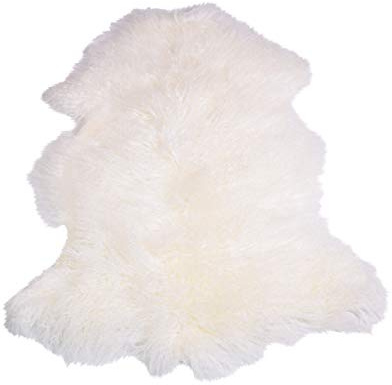 Naturasan Pelliccia di agnello tibetano in pelle di pecora, ricca, di alta qualità, morbida come la seta, decorazione in stile tibetano, tappeto (bianco naturale/avorio)