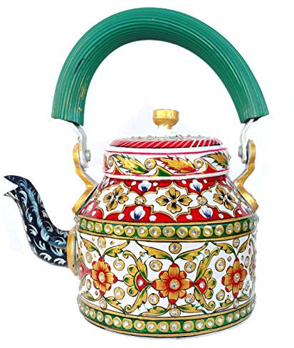 Rastogi Handicrafts Teekanne mit Marmor-Optik, Weiß
