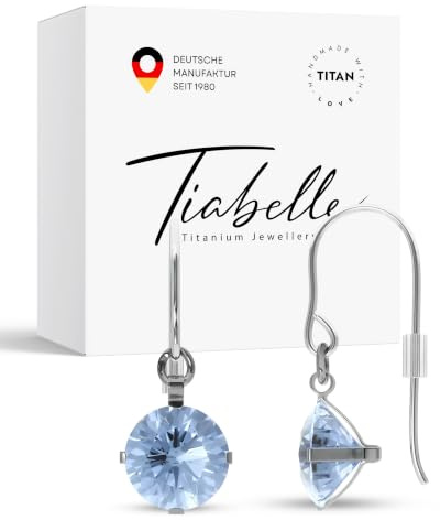 TIABELLE – Ohrhänger ENYA aus Titan mit funkelnden Swarovski® Zirconias – Ohrringe hängend für Damen – allergenfrei & hautverträglich – Handmade in Germany (8,8mm ø)