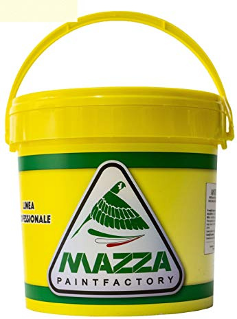MAZZA Pittura per Interni Ed Esterni Quarzo Bianco Alto Potere Coprente (Giallino1, 5 litri)
