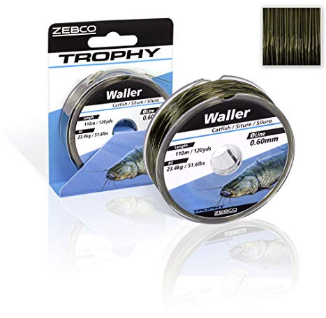 Zebco Qualitäts Trophy Wels monofile Angelschnur Angel-Zubehör Welsschnur, 0,50-0,65mm, Camou-dunkel