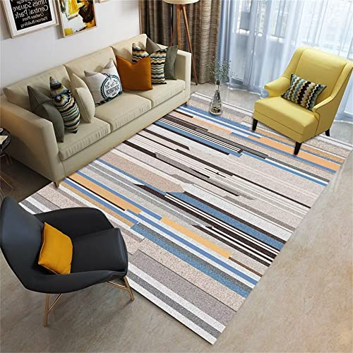 RUGMRZ Wohnzimmer Teppich 180 x 220 cm Kuschelig blau Wohnzimmerteppich Moderne, mehrfarbige, farblich passende, dekorative, rutschfeste Teppichbodenmatte für Schlafzimmer Erwachsene