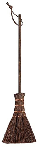 UPTALY 1 pcs Natural Palm Bristles Broom (Type J: 10.6'' x 2.8''), Fastened by Copper Wire, Handmade Palm Bark Brushes, with Purple Bamboo Handle, Small Desktop Broom, Dusting Cleaning Brush