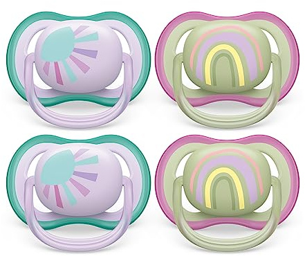 Philips Avent Ultra Air Schnuller, 4 x leichte, atmungsaktive Babyschnuller für Babys im Alter von 0-6 Monaten, BPA-frei, mit Sterilisator-Tragetasche, SCF085/51