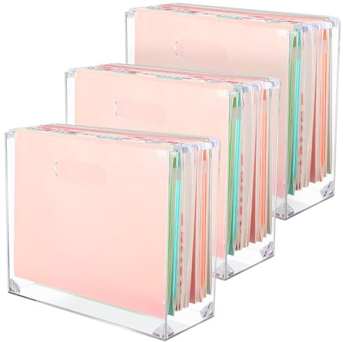 Sintuff Transparente Aktenbox mit Griff, Acryl, klein, zum Aufhängen, für Büro, Schule, Schreibtisch, Notizbuch, Bücher, Sammlung, 2 Stück