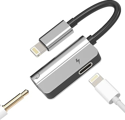 Adaptador para auriculares con conector para iPhone (2 en 1) con certificación Apple MFI Lightning a 3,5 mm, cable cargador de auriculares accesorio para 14 13 12 11 Pro Max 7 8 Plus X Se Xs Ipad Air