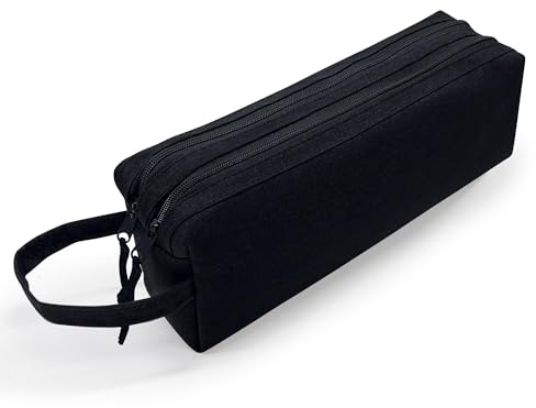 Waytex 931170 Trousse Grande Capacité 2 Compartiments pour Scolaire, Bureau, Rangement, cosmétiques – 27 x 7 x 10cm - Noir